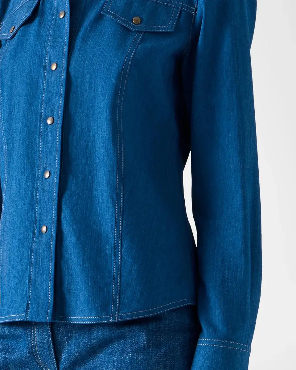 Akris punto Cotton-Blend Denim Blouse | Thumbnail 5 Akris punto Cotton-Blend Denim Blouse | Thumbnail 5