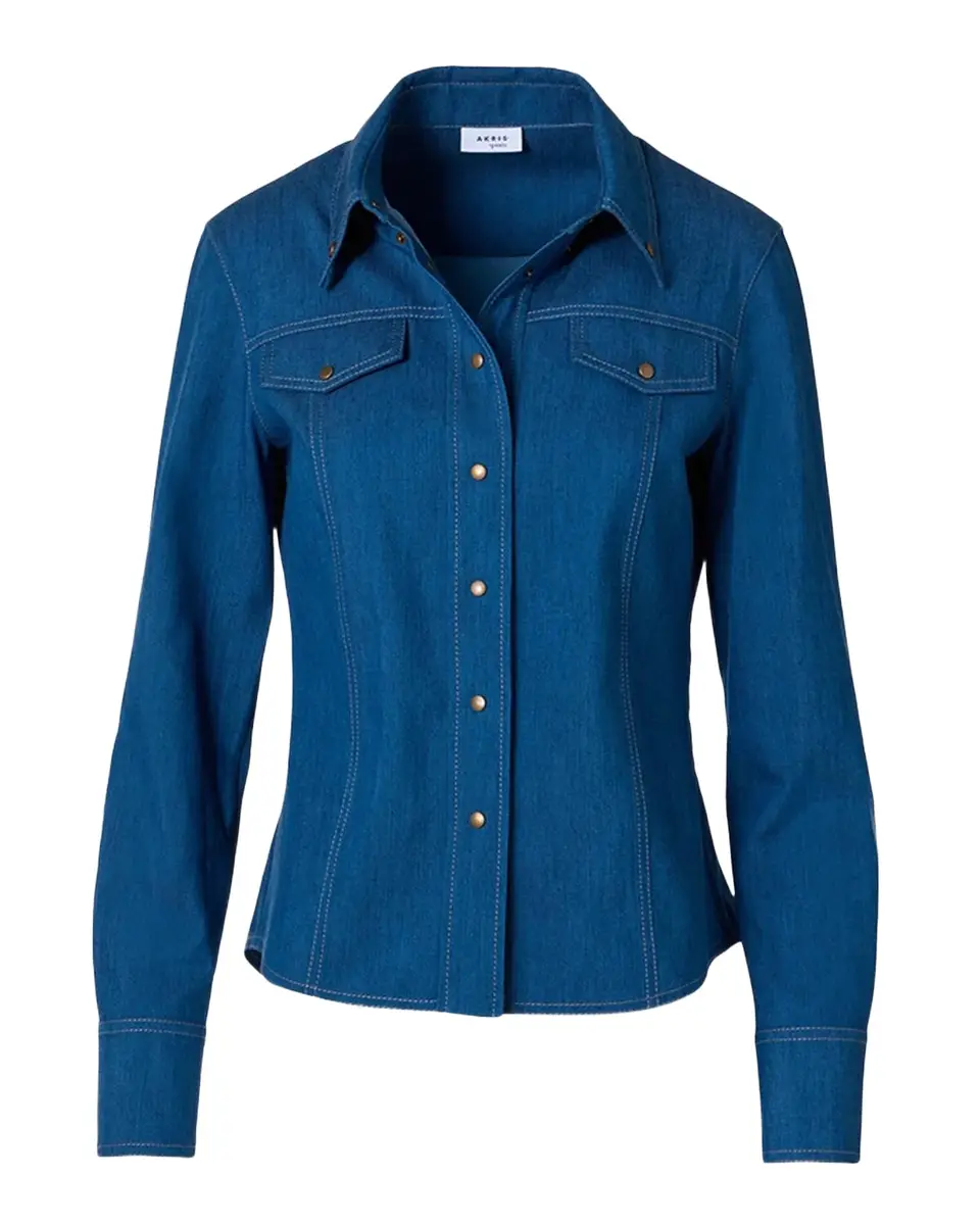 Cotton-Blend Denim Blouse