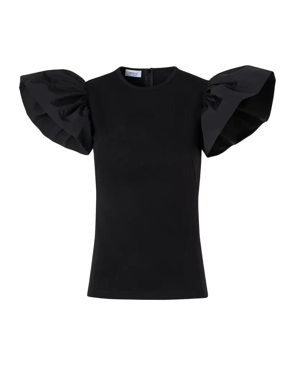 Akris punto Ruffle Short-Sleeve Fitted Top