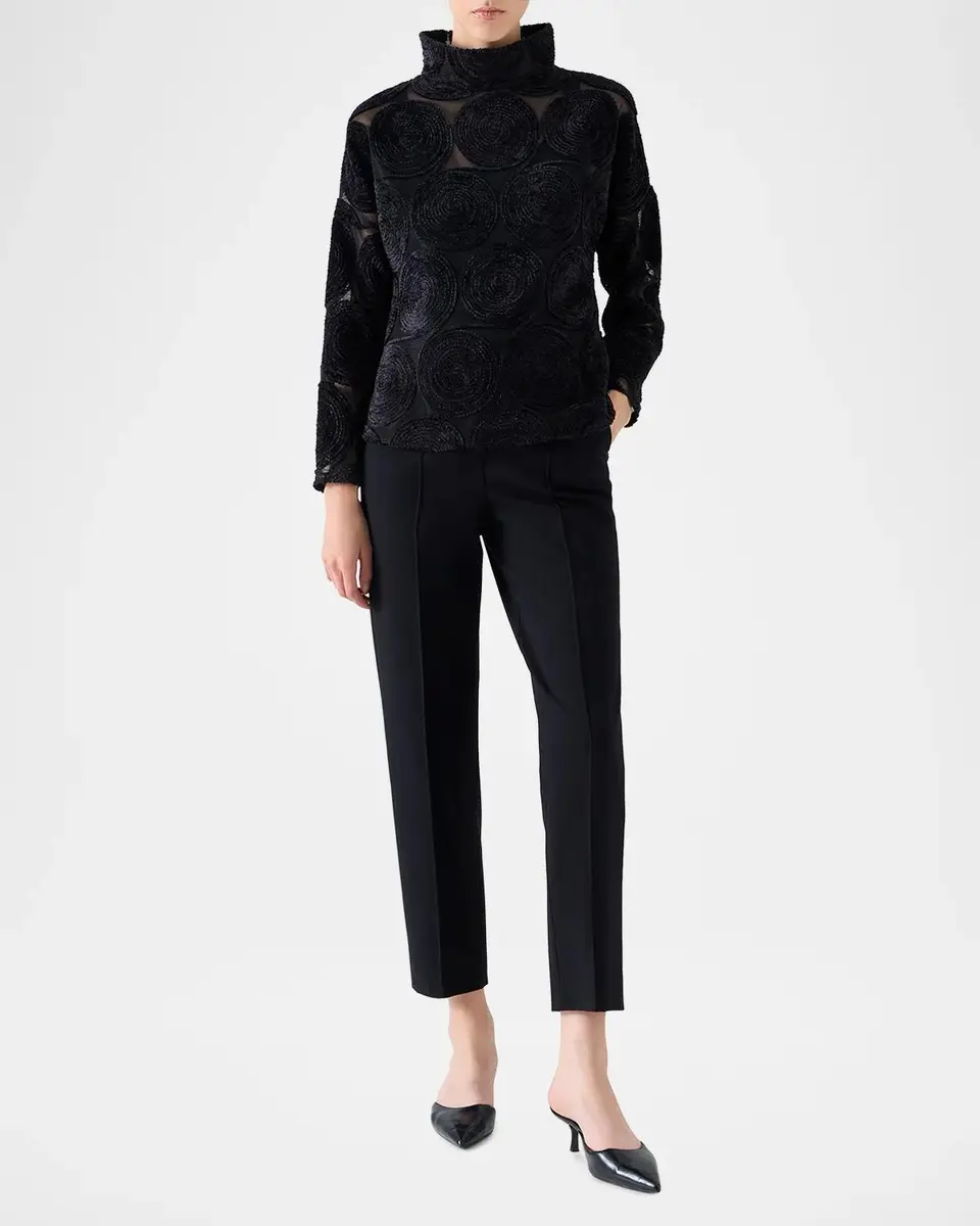 Akris punto Chenille Dot Embroidered Long-Sleeve Blouse | Thumbnail 2 Akris punto Chenille Dot Embroidered Long-Sleeve Blouse | Thumbnail 2
