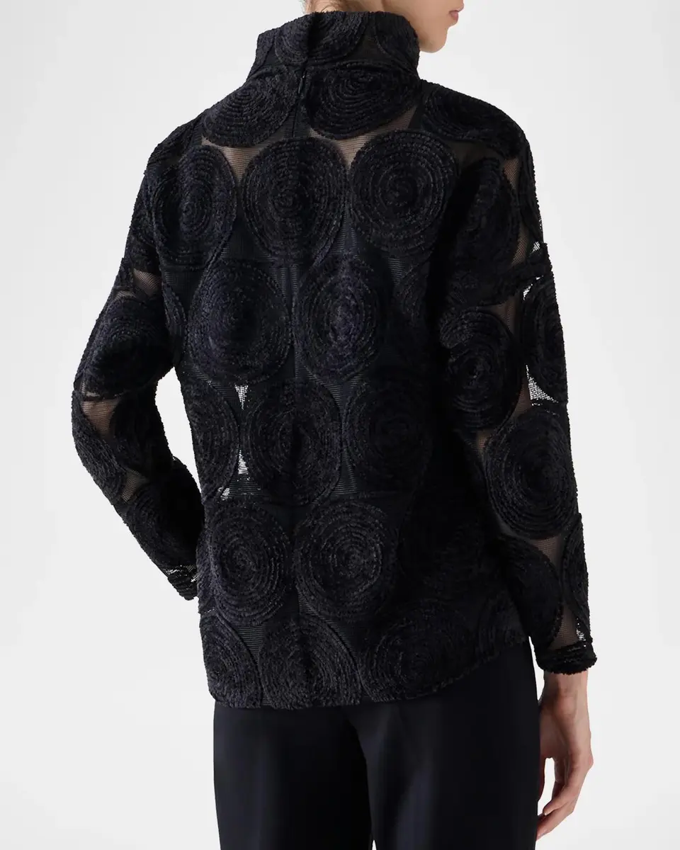 Akris punto Chenille Dot Embroidered Long-Sleeve Blouse | Thumbnail 3 Akris punto Chenille Dot Embroidered Long-Sleeve Blouse | Thumbnail 3