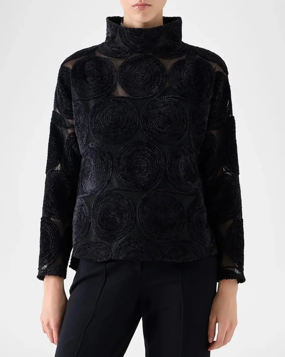 Akris punto Chenille Dot Embroidered Long-Sleeve Blouse | Thumbnail 4 Akris punto Chenille Dot Embroidered Long-Sleeve Blouse | Thumbnail 4
