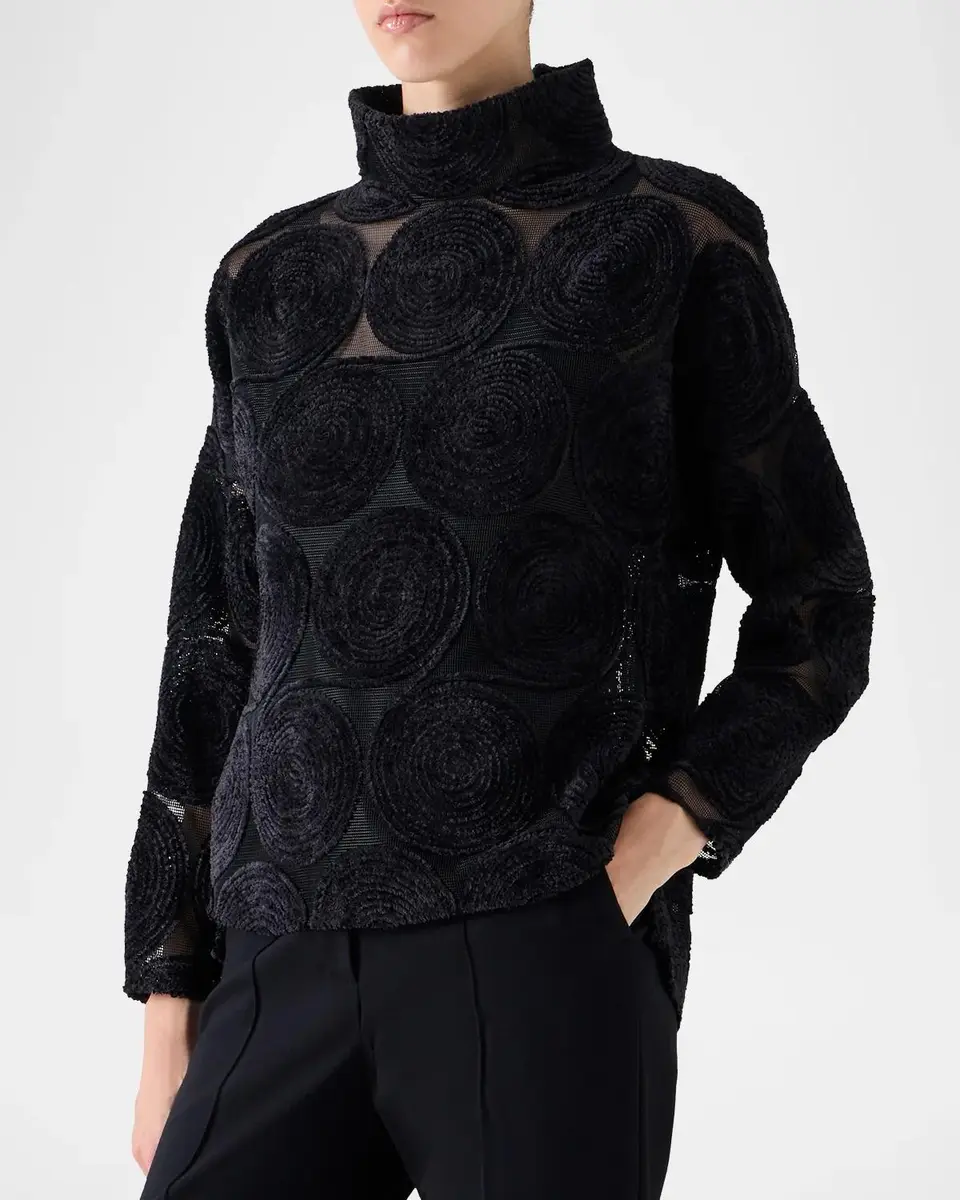 Akris punto Chenille Dot Embroidered Long-Sleeve Blouse | Thumbnail 6 Akris punto Chenille Dot Embroidered Long-Sleeve Blouse | Thumbnail 6