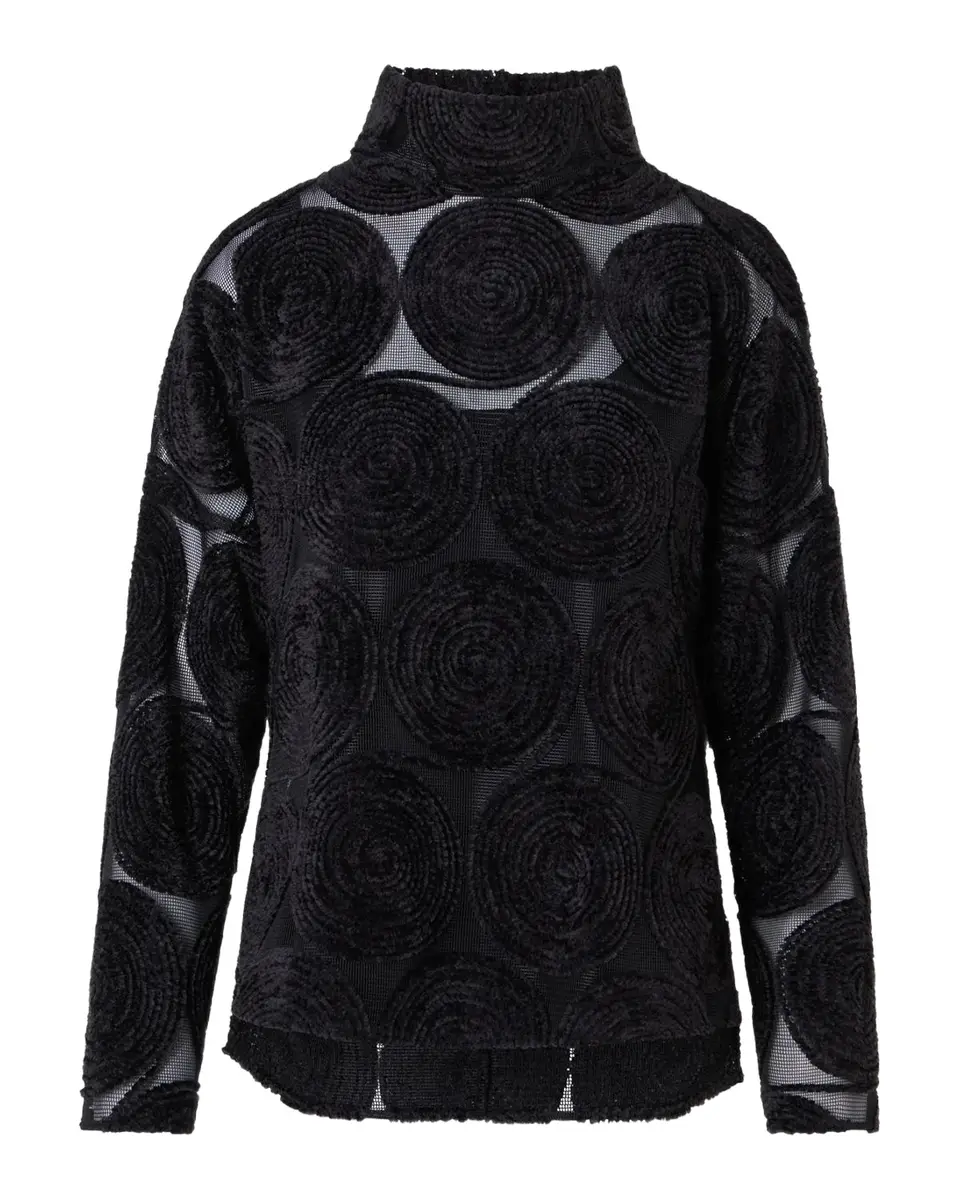 Akris punto Chenille Dot Embroidered Long-Sleeve Blouse