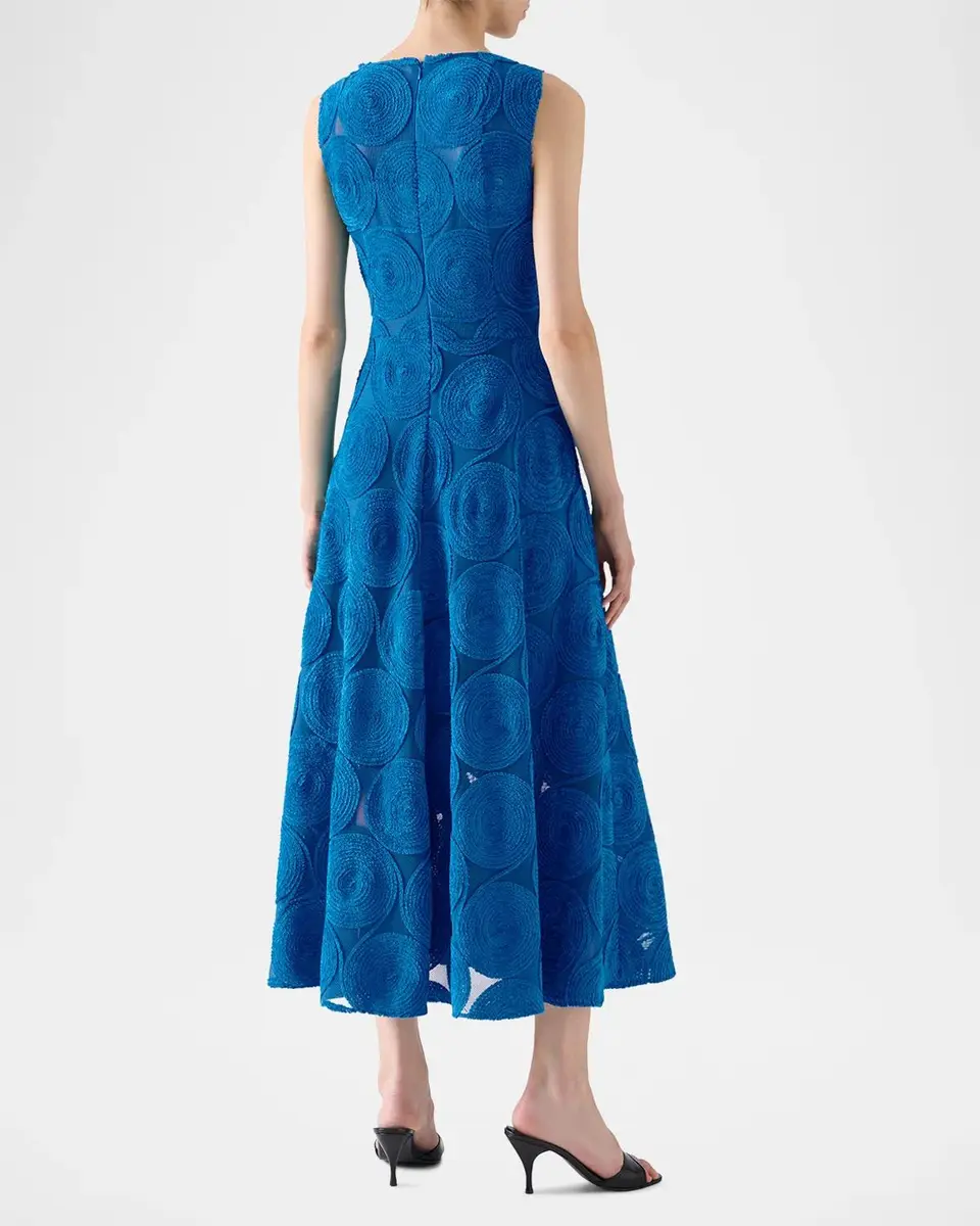 Akris punto Chenille Dot Embroidered Sleeveless Midi Dress | Thumbnail 3