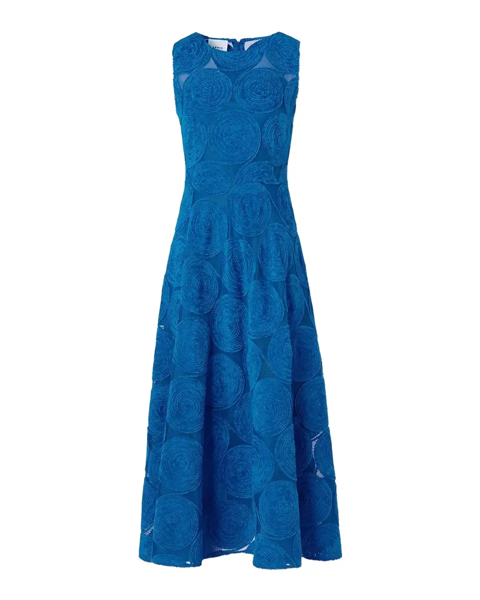 Akris punto Chenille Dot Embroidered Sleeveless Midi Dress