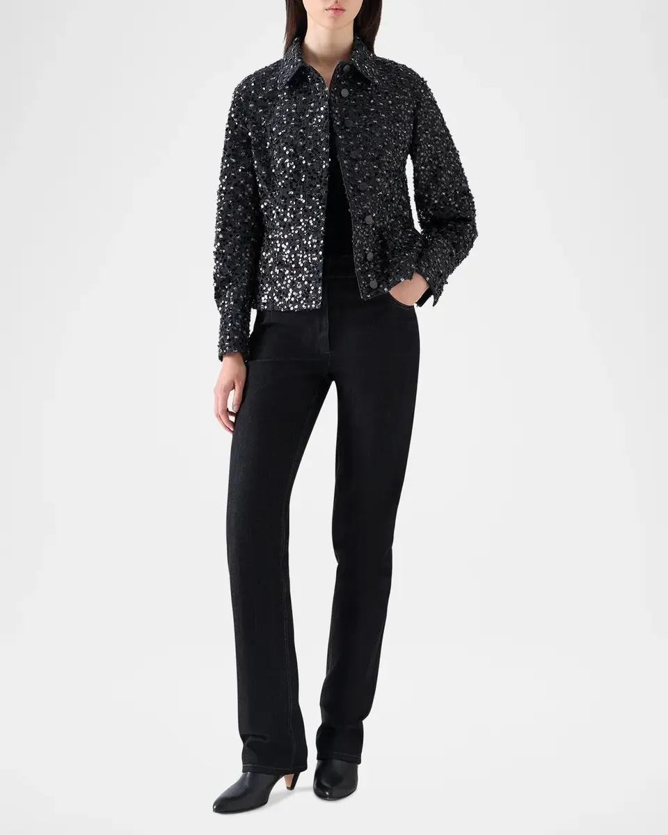 Akris punto Starry Sequined Denim Jacket | Thumbnail 2 Akris punto Starry Sequined Denim Jacket | Thumbnail 2