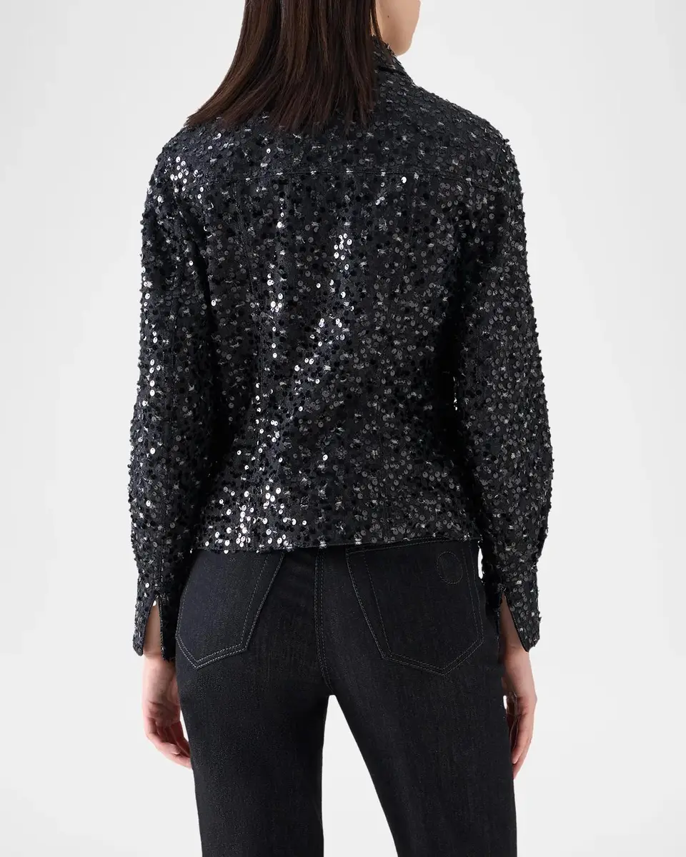 Akris punto Starry Sequined Denim Jacket | Thumbnail 3 Akris punto Starry Sequined Denim Jacket | Thumbnail 3