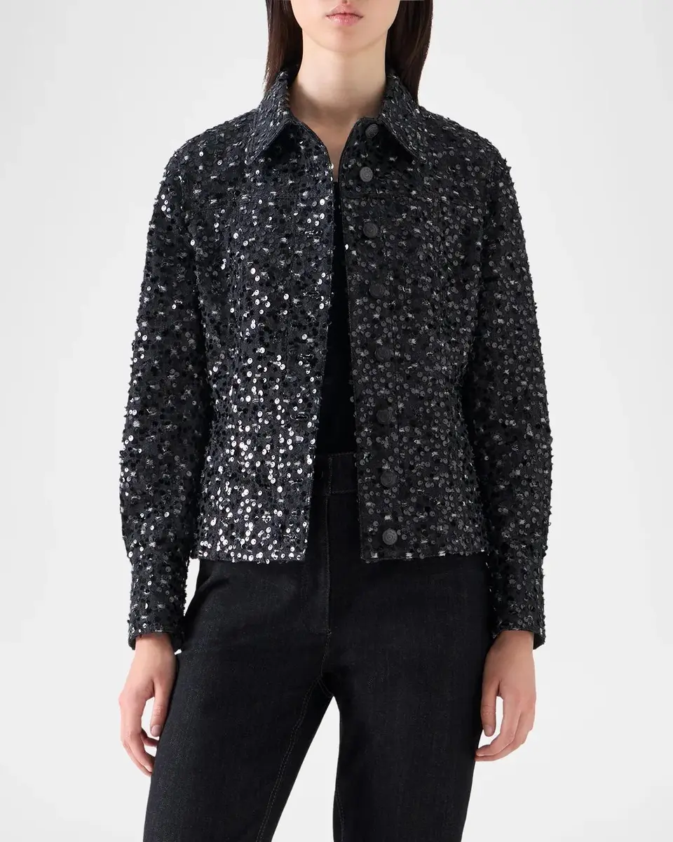 Akris punto Starry Sequined Denim Jacket | Thumbnail 4 Akris punto Starry Sequined Denim Jacket | Thumbnail 4