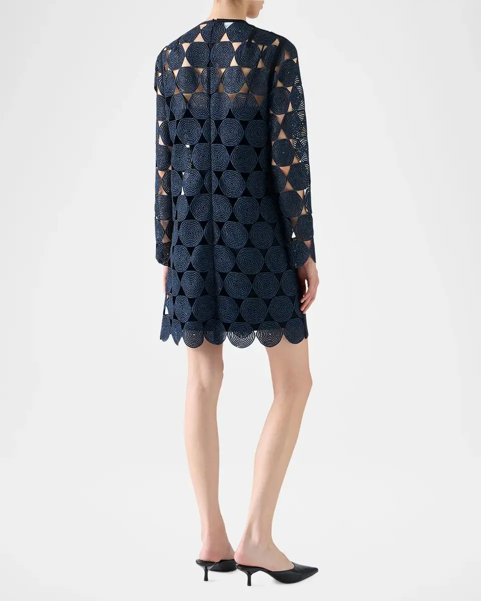 Akris punto Metallic Dot Lace Long-Sleeve Mini Dress | Thumbnail 3 Akris punto Metallic Dot Lace Long-Sleeve Mini Dress | Thumbnail 3