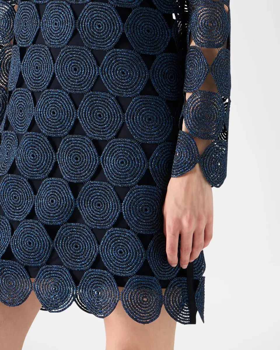 Akris punto Metallic Dot Lace Long-Sleeve Mini Dress | Thumbnail 5 Akris punto Metallic Dot Lace Long-Sleeve Mini Dress | Thumbnail 5
