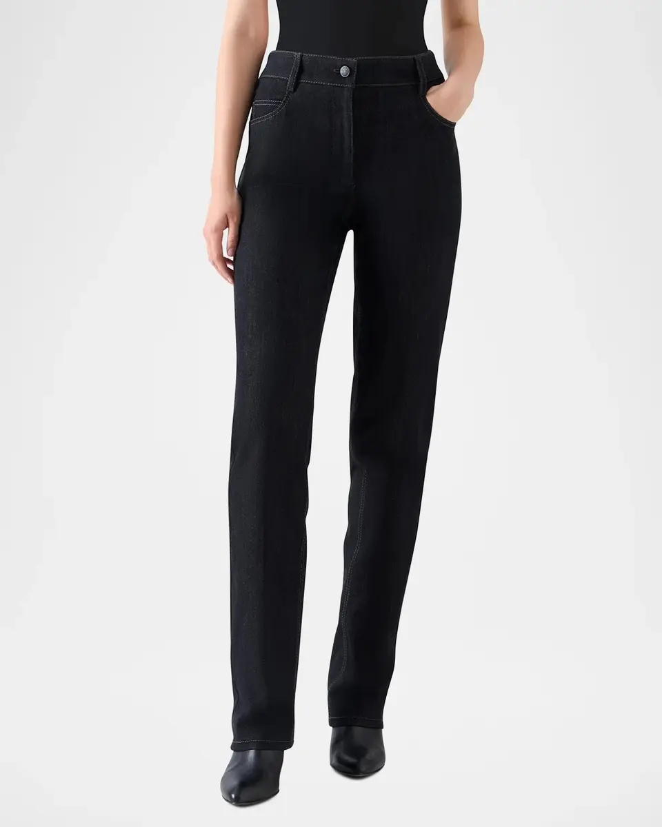 Akris punto Chess Denim Straight-Leg Pants | Thumbnail 2 Akris punto Chess Denim Straight-Leg Pants | Thumbnail 2