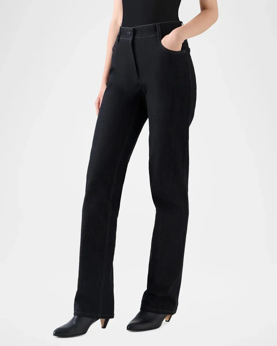 Akris punto Chess Denim Straight-Leg Pants | Thumbnail 4 Akris punto Chess Denim Straight-Leg Pants | Thumbnail 4