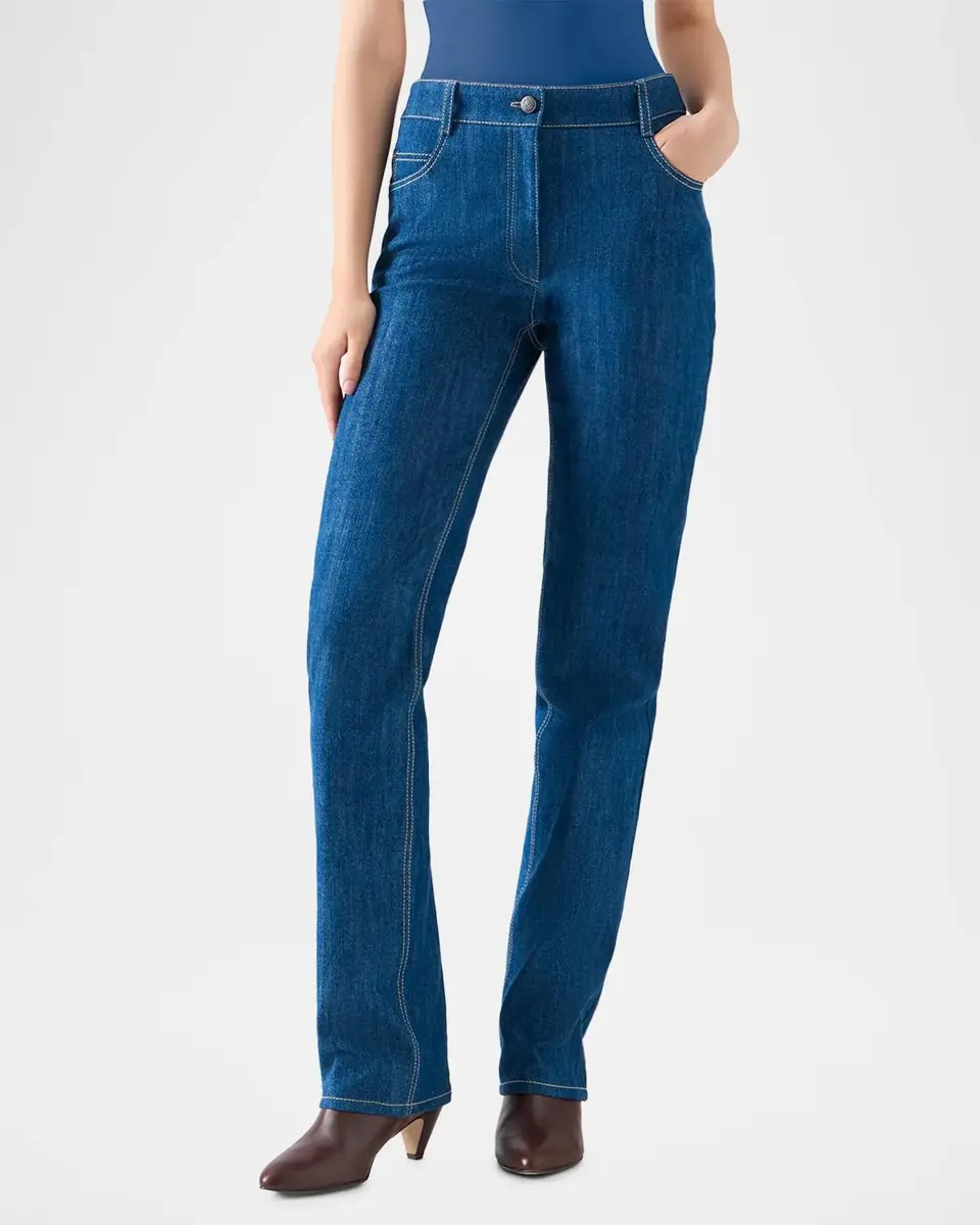 Akris punto Chess Slim Straight-Leg Jeans | Thumbnail 2 Akris punto Chess Slim Straight-Leg Jeans | Thumbnail 2