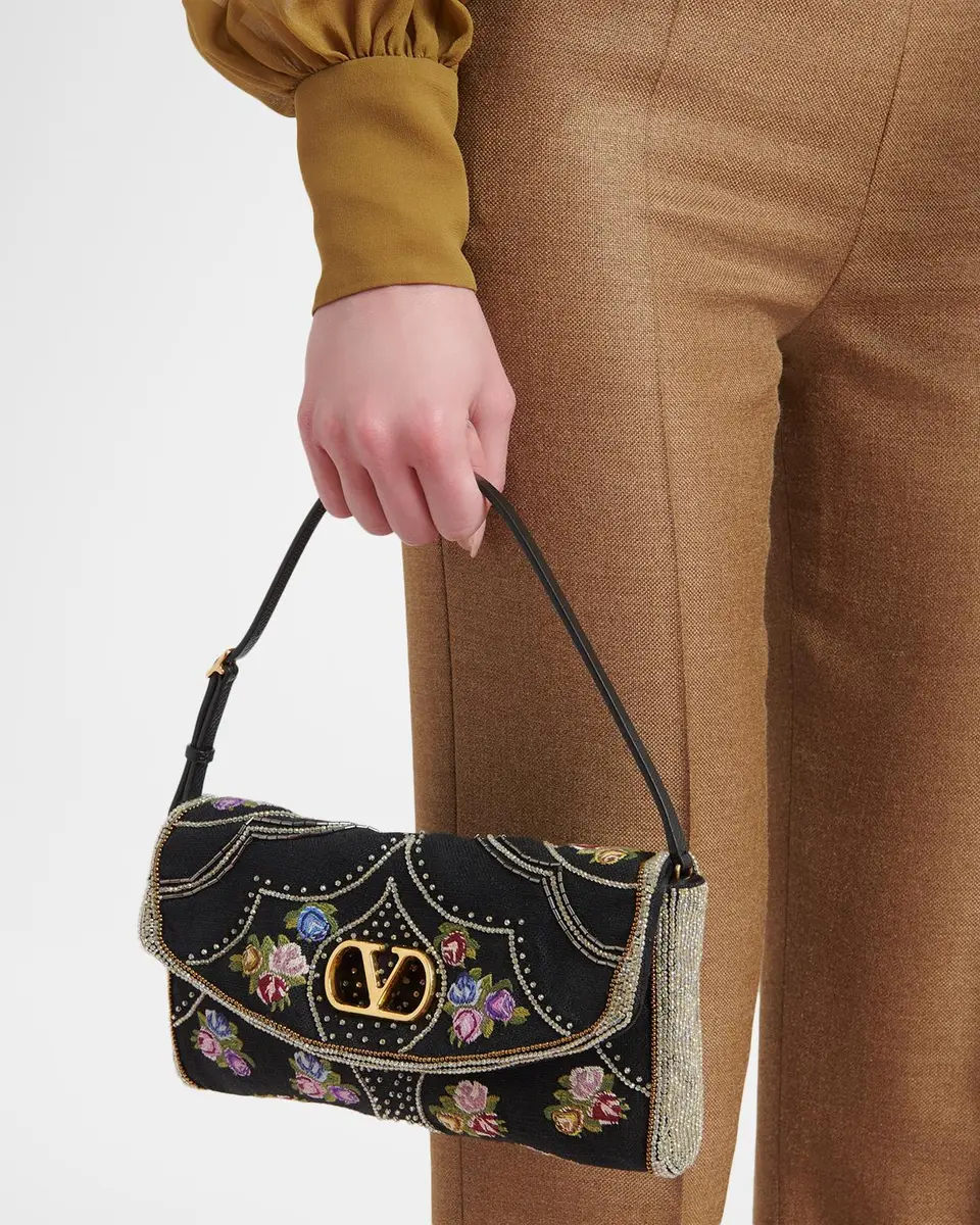 Valentino Garavani Devain Floral Embroidered Shoulder Bag | Thumbnail 2