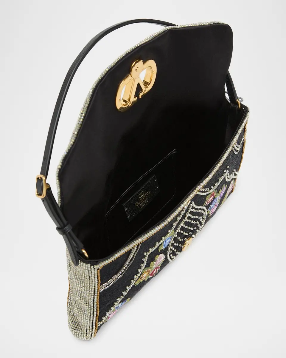 Valentino Garavani Devain Floral Embroidered Shoulder Bag | Thumbnail 4
