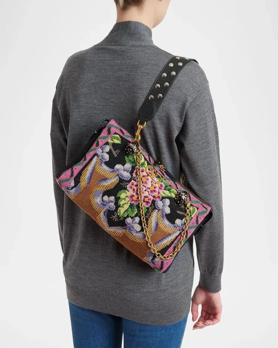 Valentino Garavani Panthea Medium Floral Embroidered Shoulder Bag | Thumbnail 2
