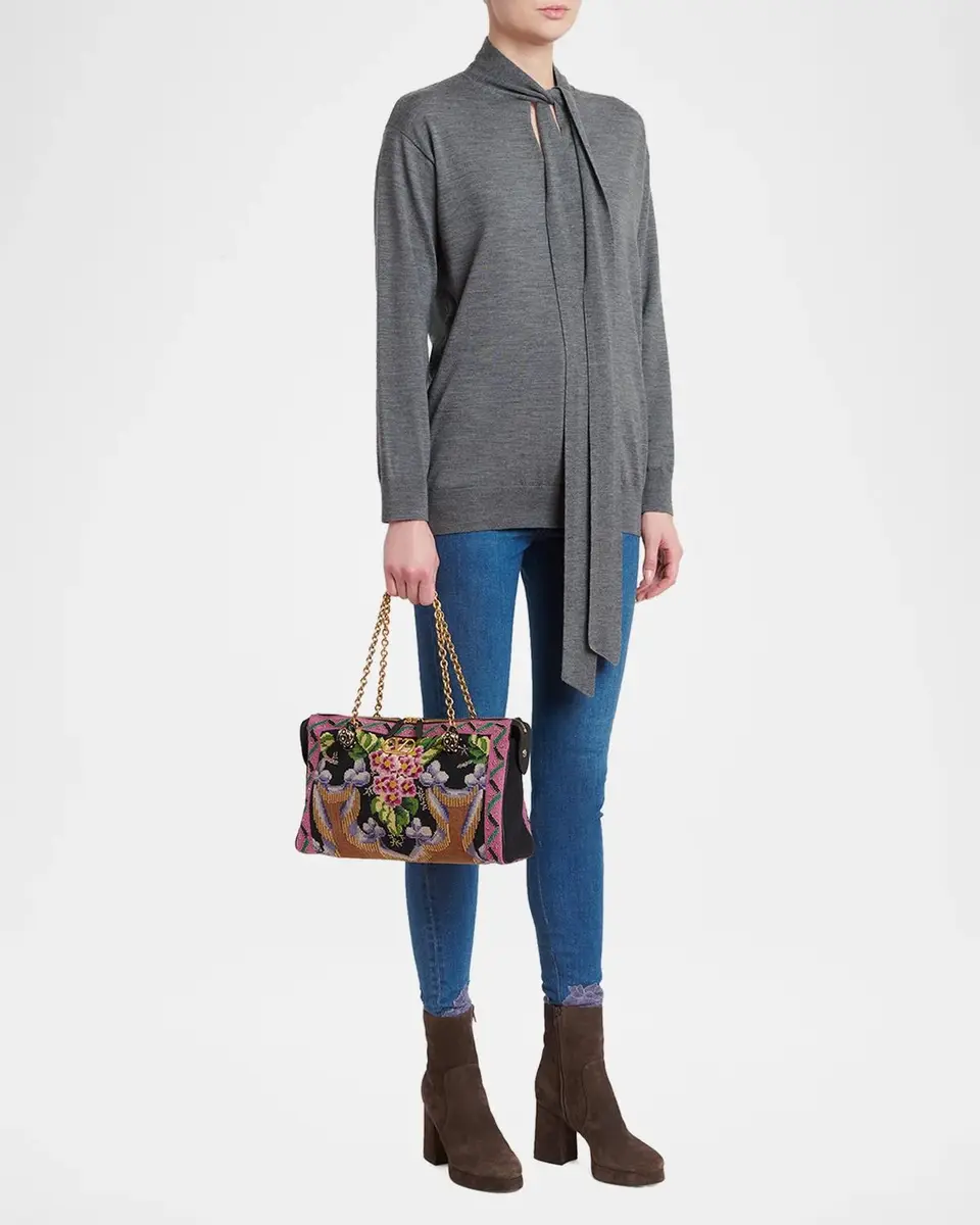 Valentino Garavani Panthea Medium Floral Embroidered Shoulder Bag | Thumbnail 5