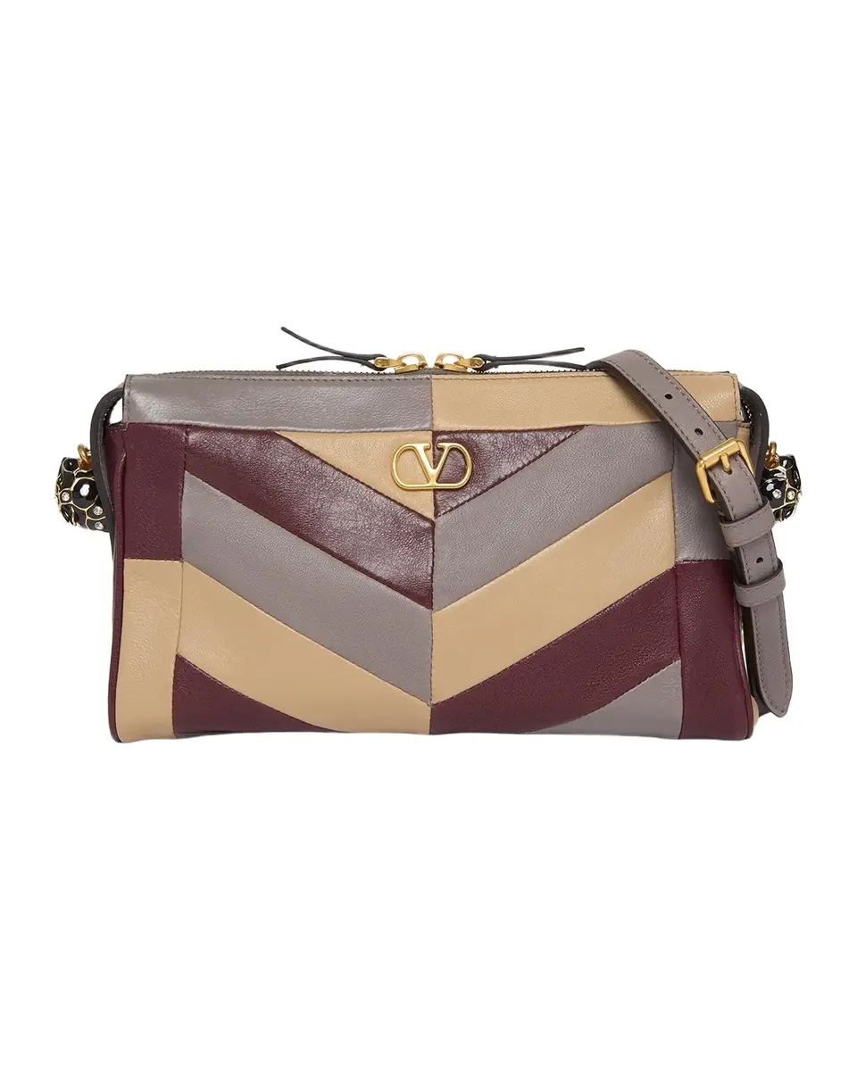 Valentino Garavani Panthea Medium Chevron Leather Shoulder Bag
