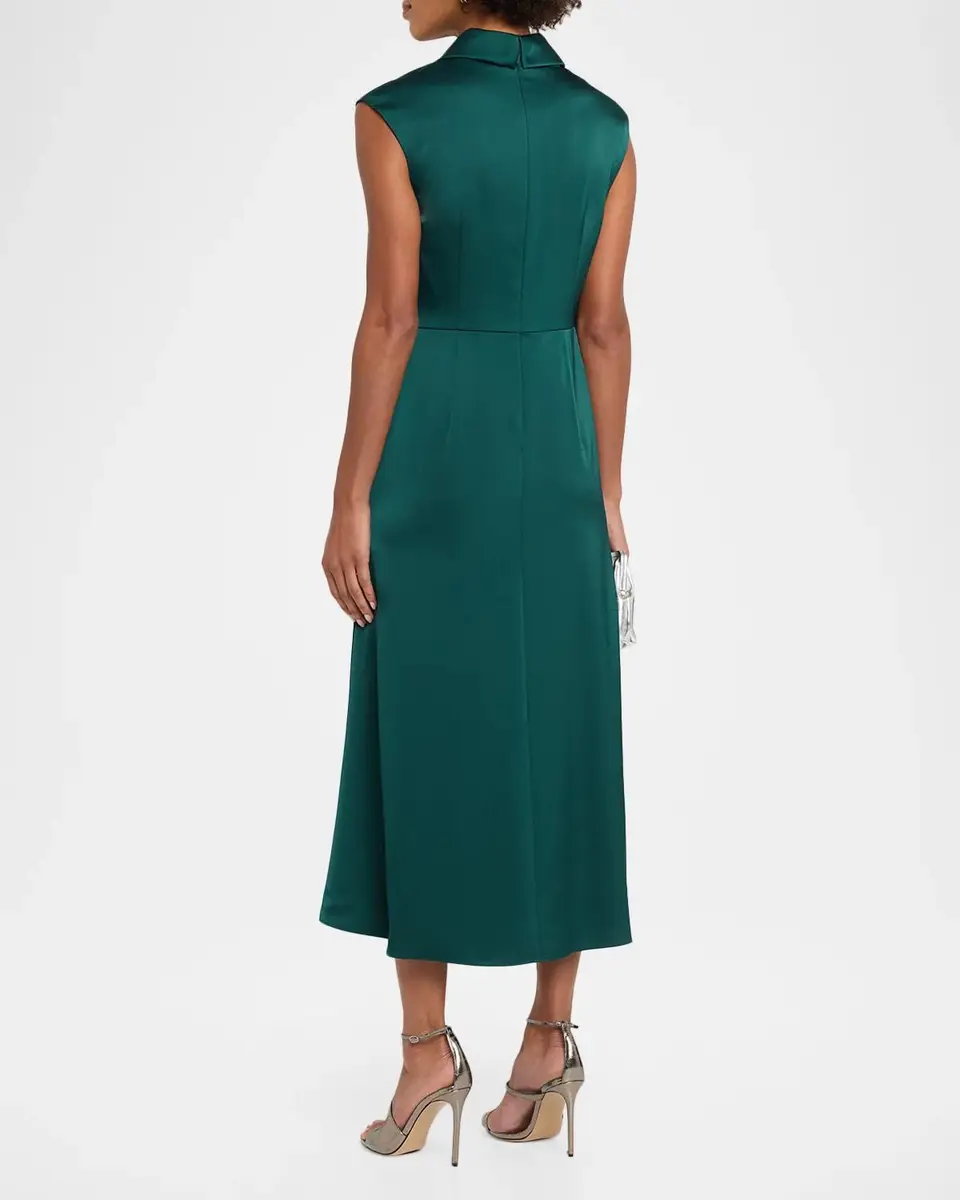 Aidan Mattox Sleeveless Pleated Twist-Front Midi Dress | Thumbnail 3 Aidan Mattox Sleeveless Pleated Twist-Front Midi Dress | Thumbnail 3