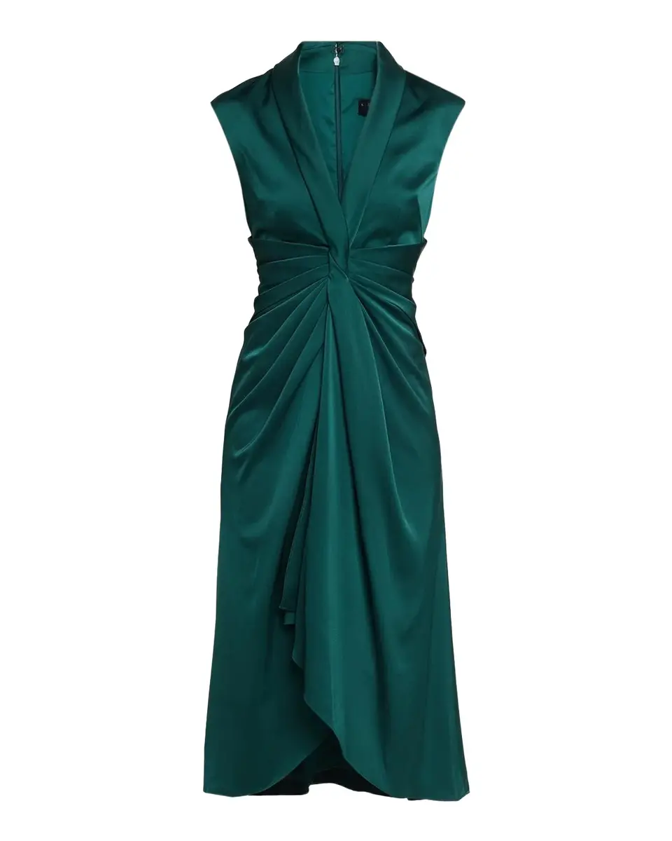 Aidan Mattox Sleeveless Pleated Twist-Front Midi Dress