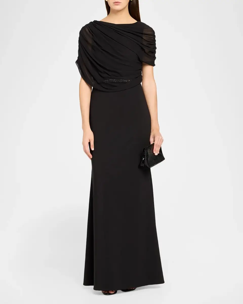 Aidan Mattox Draped Crepe Gown | Thumbnail 2