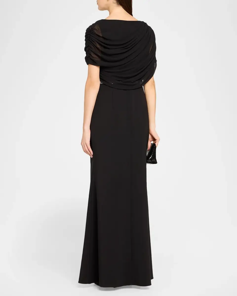 Aidan Mattox Draped Crepe Gown | Thumbnail 3