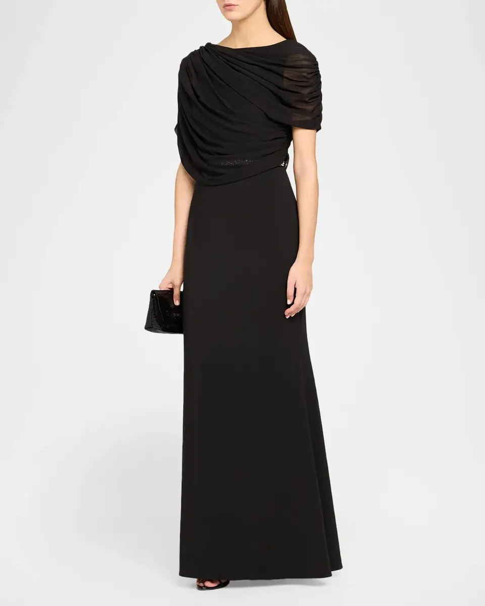 Aidan Mattox Draped Crepe Gown | Thumbnail 4