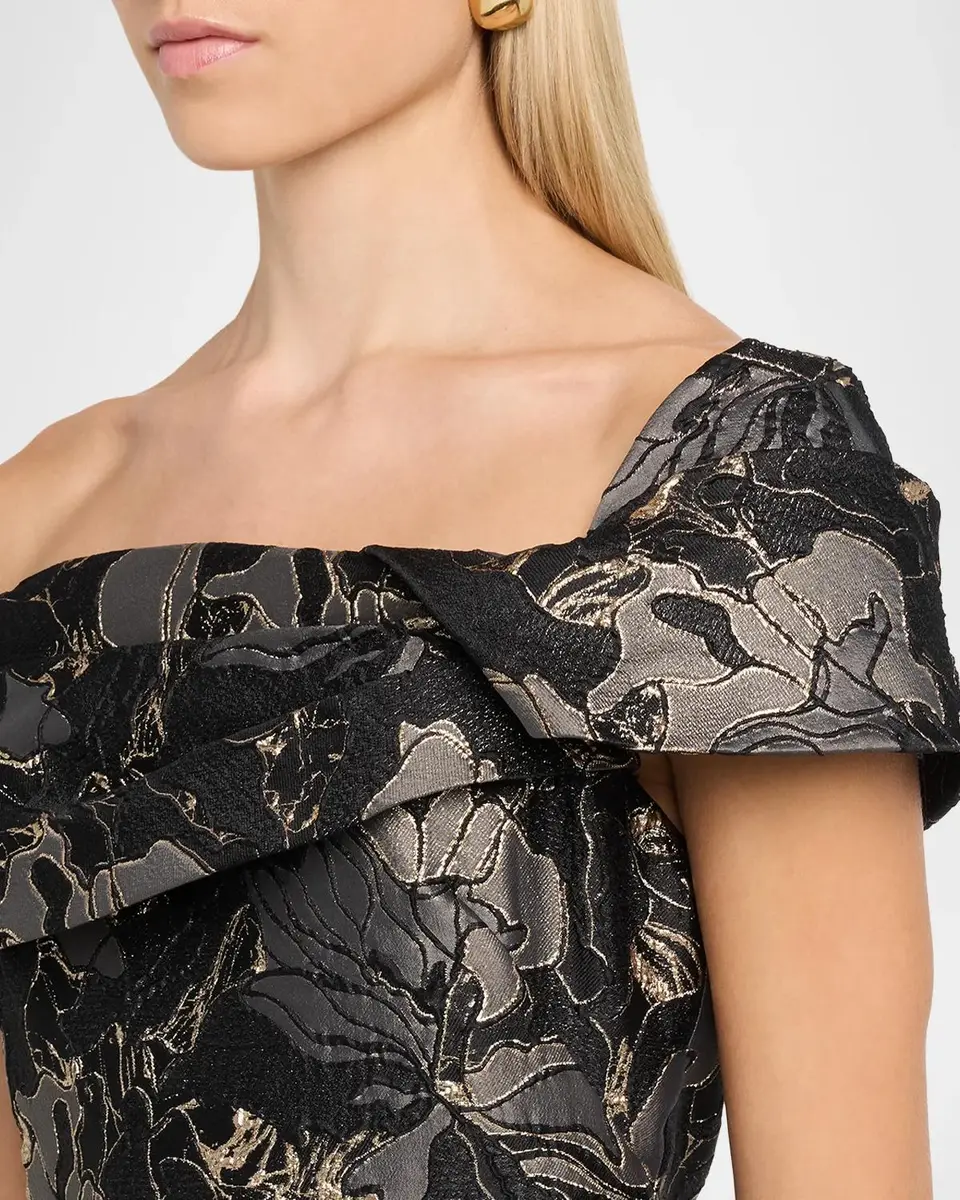 Aidan Mattox Brocade Draped Off-The-Shoulder Gown | Thumbnail 5