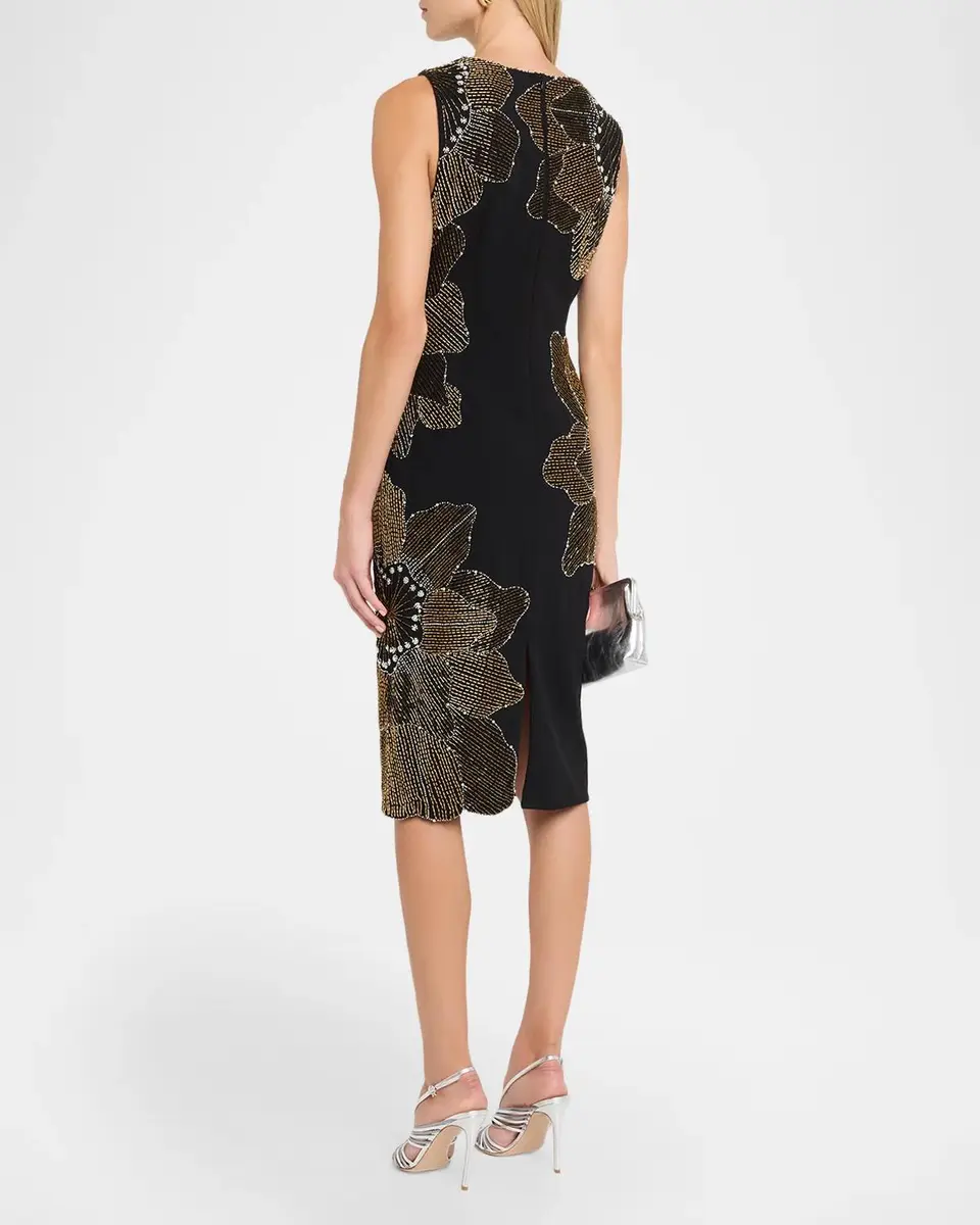 Aidan Mattox Beaded Knit-Crepe Midi Dress | Thumbnail 3 Aidan Mattox Beaded Knit-Crepe Midi Dress | Thumbnail 3