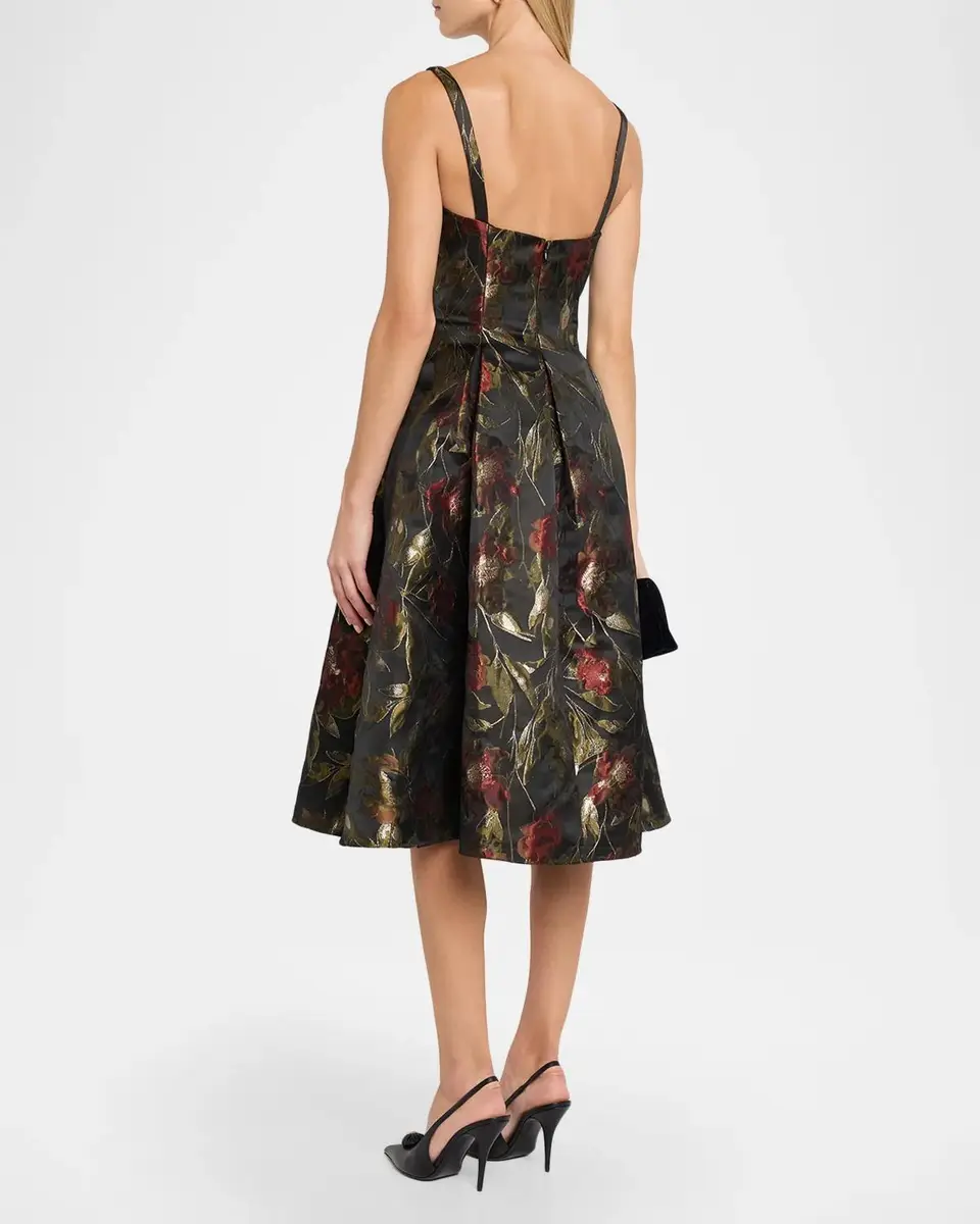 Aidan Mattox Holly Floral Jacquard Knee-Length Dress | Thumbnail 3