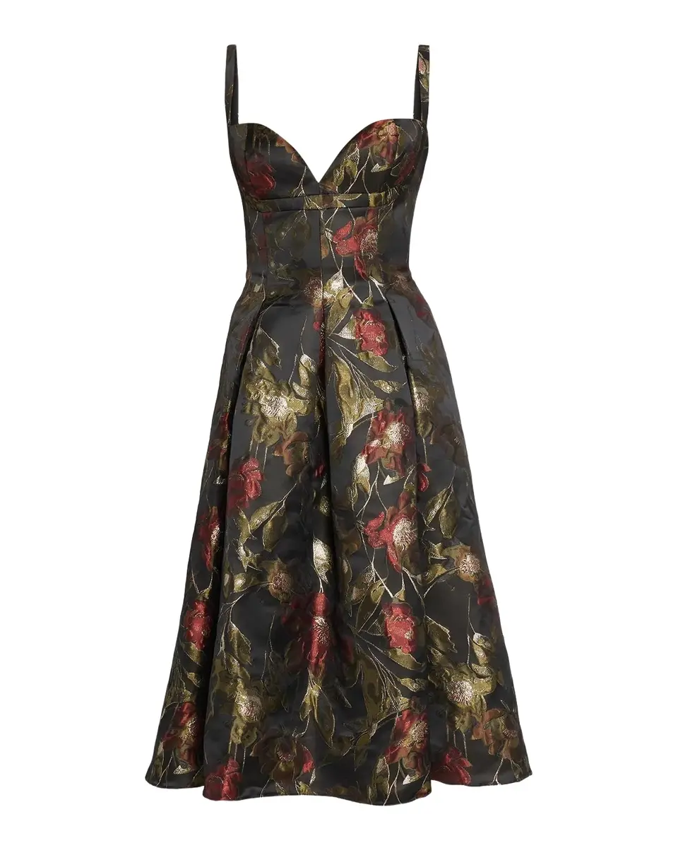 Aidan Mattox Holly Floral Jacquard Knee-Length Dress