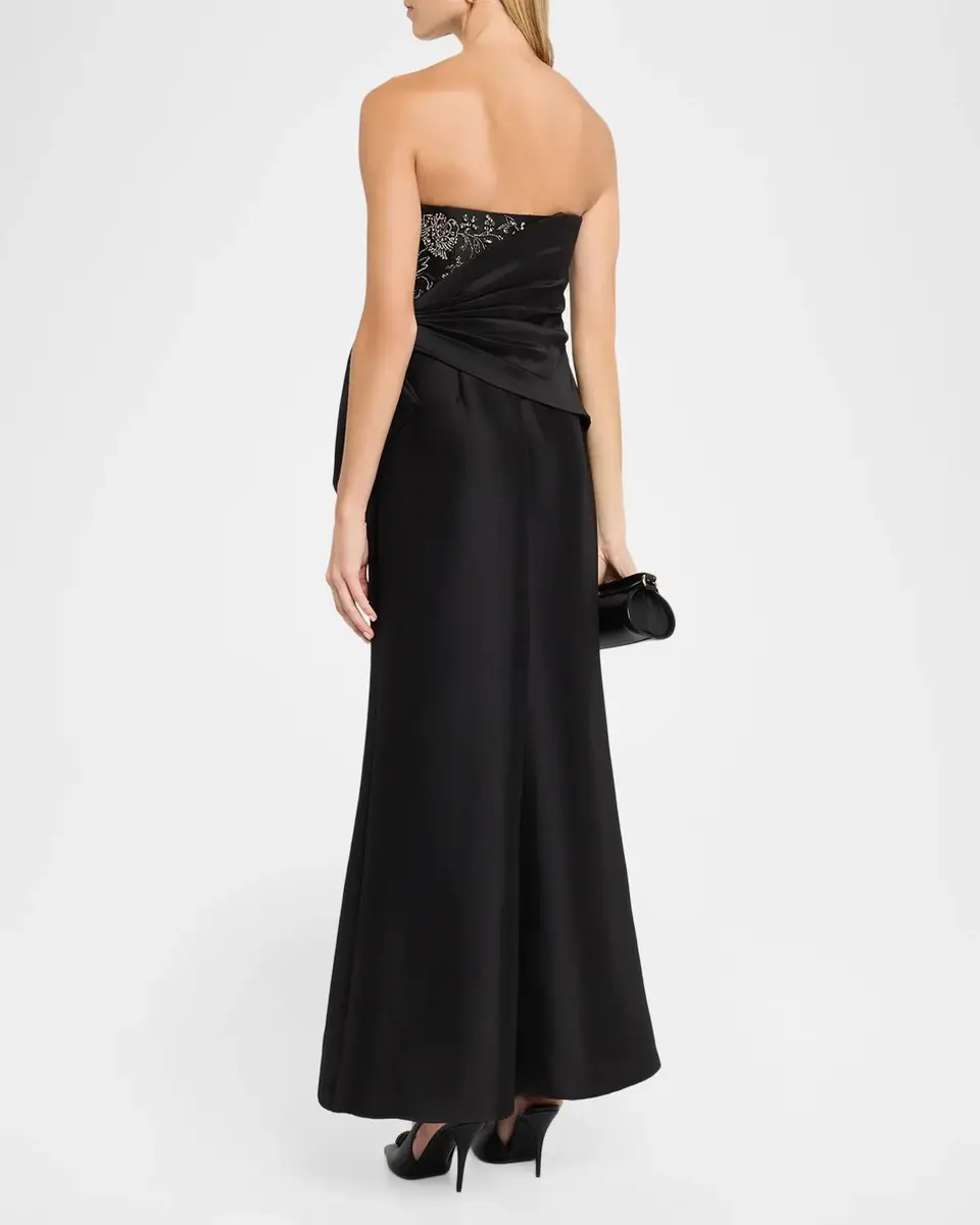 Aidan Mattox Mikado Bow-Detail Embroidered Strapless Gown | Thumbnail 3 Aidan Mattox Mikado Bow-Detail Embroidered Strapless Gown | Thumbnail 3
