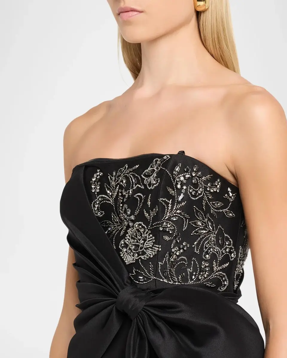 Aidan Mattox Mikado Bow-Detail Embroidered Strapless Gown | Thumbnail 5 Aidan Mattox Mikado Bow-Detail Embroidered Strapless Gown | Thumbnail 5