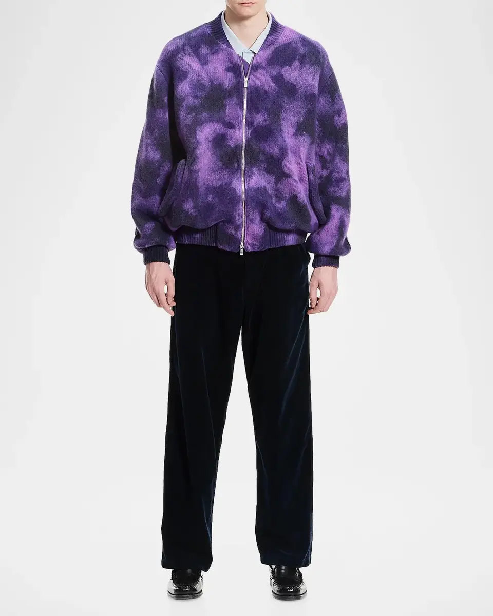vowels Men's Tie-Dye Knit Bomber Jacket | Thumbnail 2 vowels Men's Tie-Dye Knit Bomber Jacket | Thumbnail 2