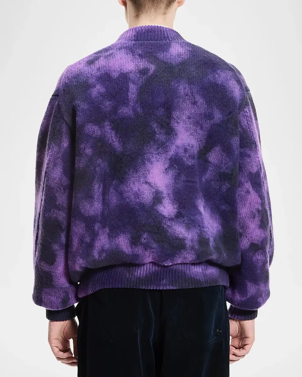 vowels Men's Tie-Dye Knit Bomber Jacket | Thumbnail 3 vowels Men's Tie-Dye Knit Bomber Jacket | Thumbnail 3