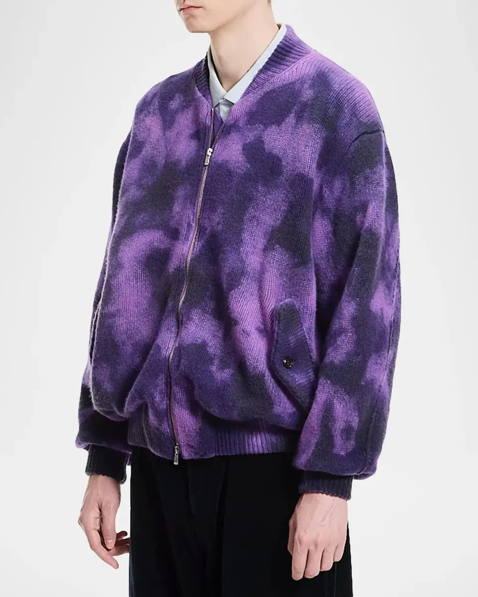 vowels Men's Tie-Dye Knit Bomber Jacket | Thumbnail 4 vowels Men's Tie-Dye Knit Bomber Jacket | Thumbnail 4