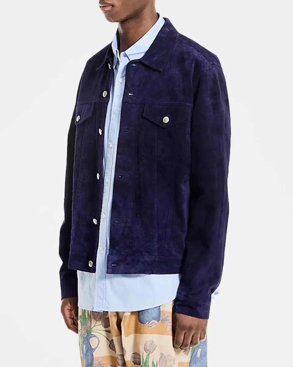 vowels Men's Suede Trucker Jacket | Thumbnail 4 vowels Men's Suede Trucker Jacket | Thumbnail 4