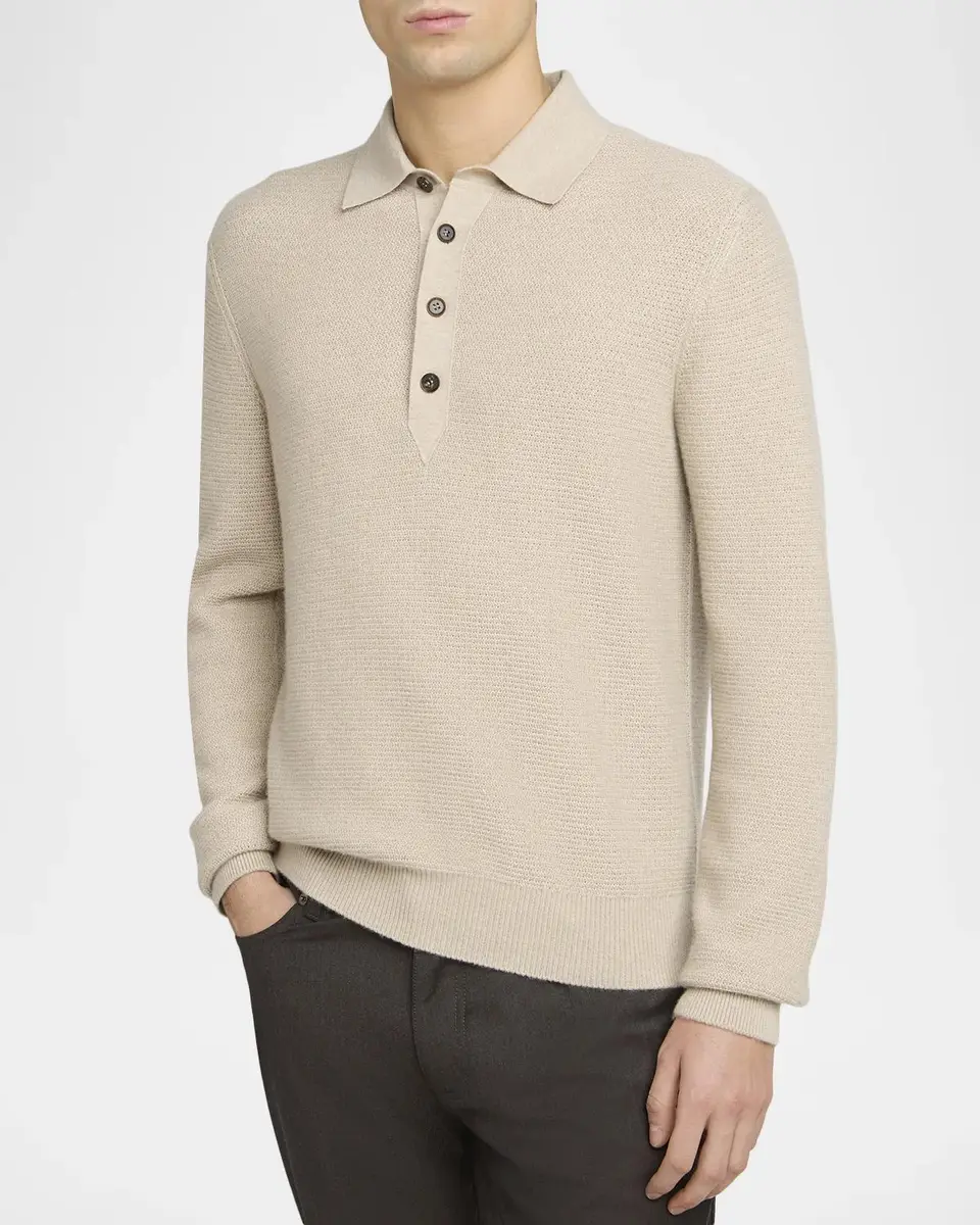 Zegna Men's Oasi Cashmere Polo Shirt | Thumbnail 3