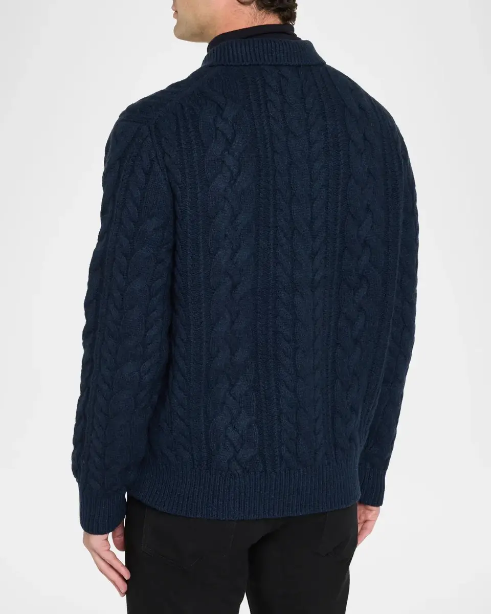 Polo Ralph Lauren Men's Aran-Knit Wool-Blend Polo-Collar Sweater | Thumbnail 3 Polo Ralph Lauren Men's Aran-Knit Wool-Blend Polo-Collar Sweater | Thumbnail 3