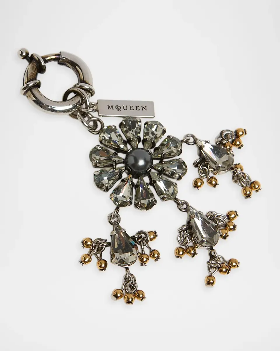 Alexander McQueen Lustre Crystal & Faux Pearl Floral Bag Charm | Thumbnail 2 Alexander McQueen Lustre Crystal & Faux Pearl Floral Bag Charm | Thumbnail 2