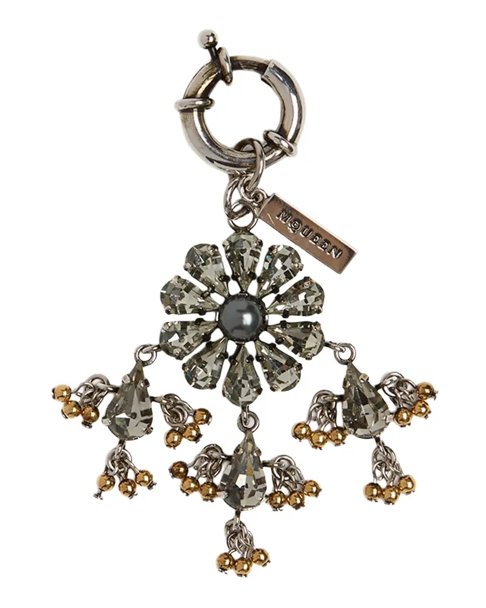 Alexander McQueen Lustre Crystal & Faux Pearl Floral Bag Charm