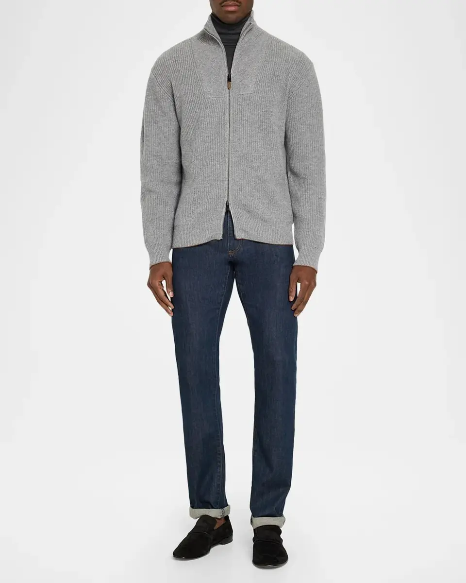 Canali Men's Wool Zip-Front Cardigan | Thumbnail 2