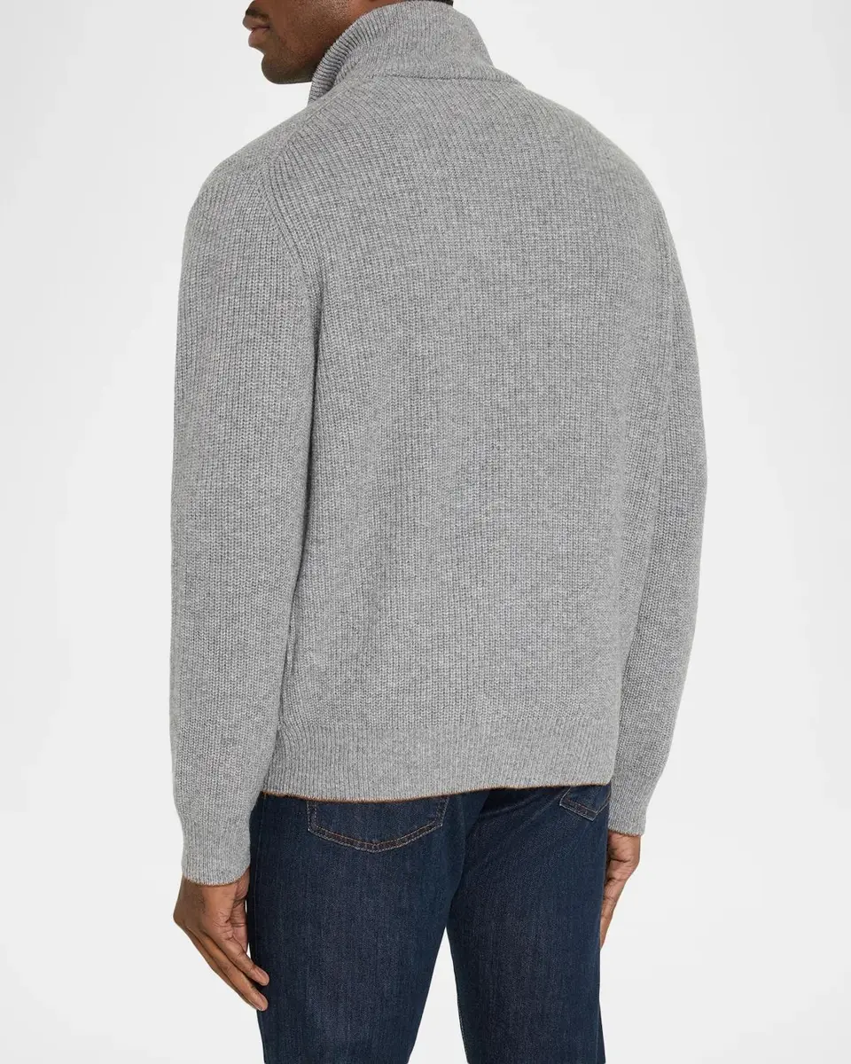 Canali Men's Wool Zip-Front Cardigan | Thumbnail 3