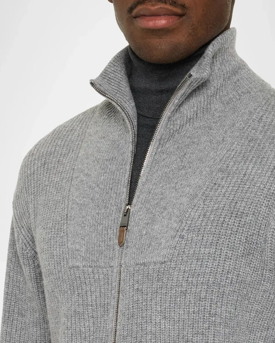 Canali Men's Wool Zip-Front Cardigan | Thumbnail 5