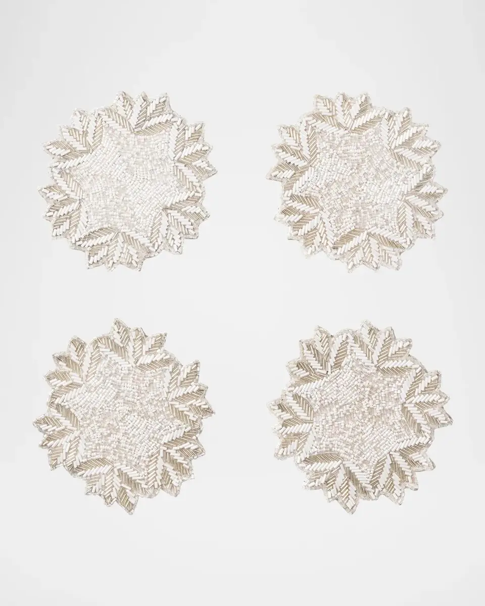 Kim Seybert Winter Lace Beaded Coasters, Set of 4 | Thumbnail 2 Kim Seybert Winter Lace Beaded Coasters, Set of 4 | Thumbnail 2