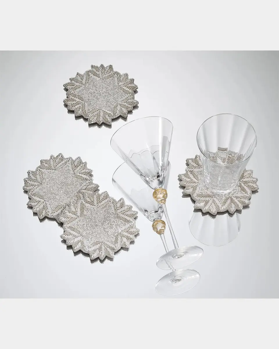 Kim Seybert Winter Lace Beaded Coasters, Set of 4 | Thumbnail 3 Kim Seybert Winter Lace Beaded Coasters, Set of 4 | Thumbnail 3