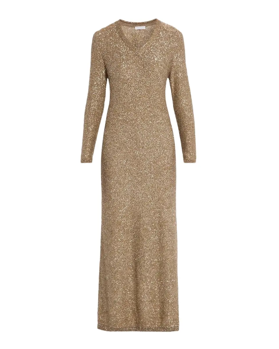 Mohair Diamante Knit Long-Sleeve Maxi Dress Mohair Diamante Knit Long-Sleeve Maxi Dress