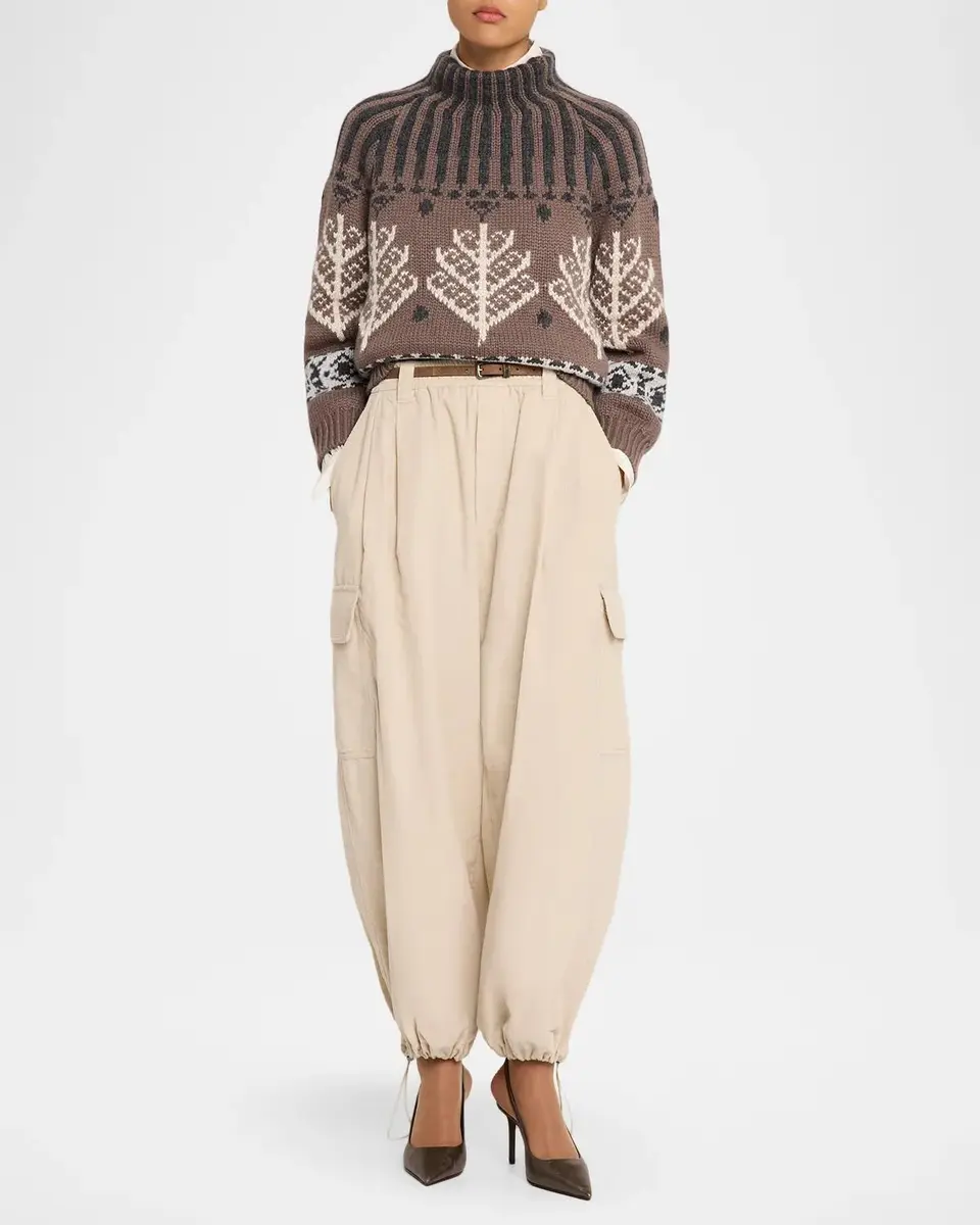 Brunello Cucinelli Nordic Heritage Fair-Isle Cashmere Knit Turtleneck Sweater | Thumbnail 2