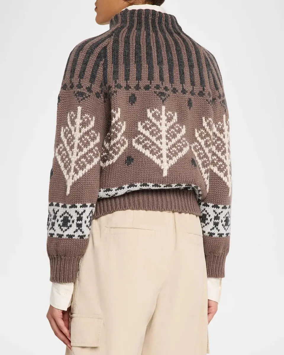 Brunello Cucinelli Nordic Heritage Fair-Isle Cashmere Knit Turtleneck Sweater | Thumbnail 3